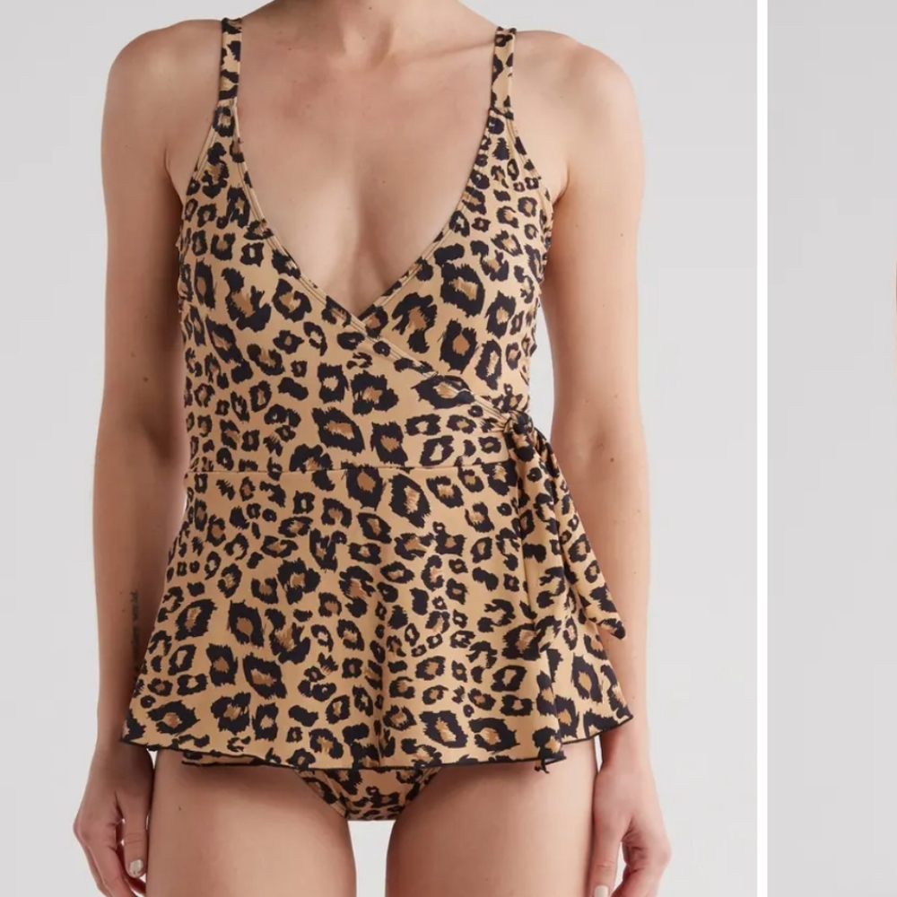 Leopard Print Wrap Swimsuit Betsey Johnson